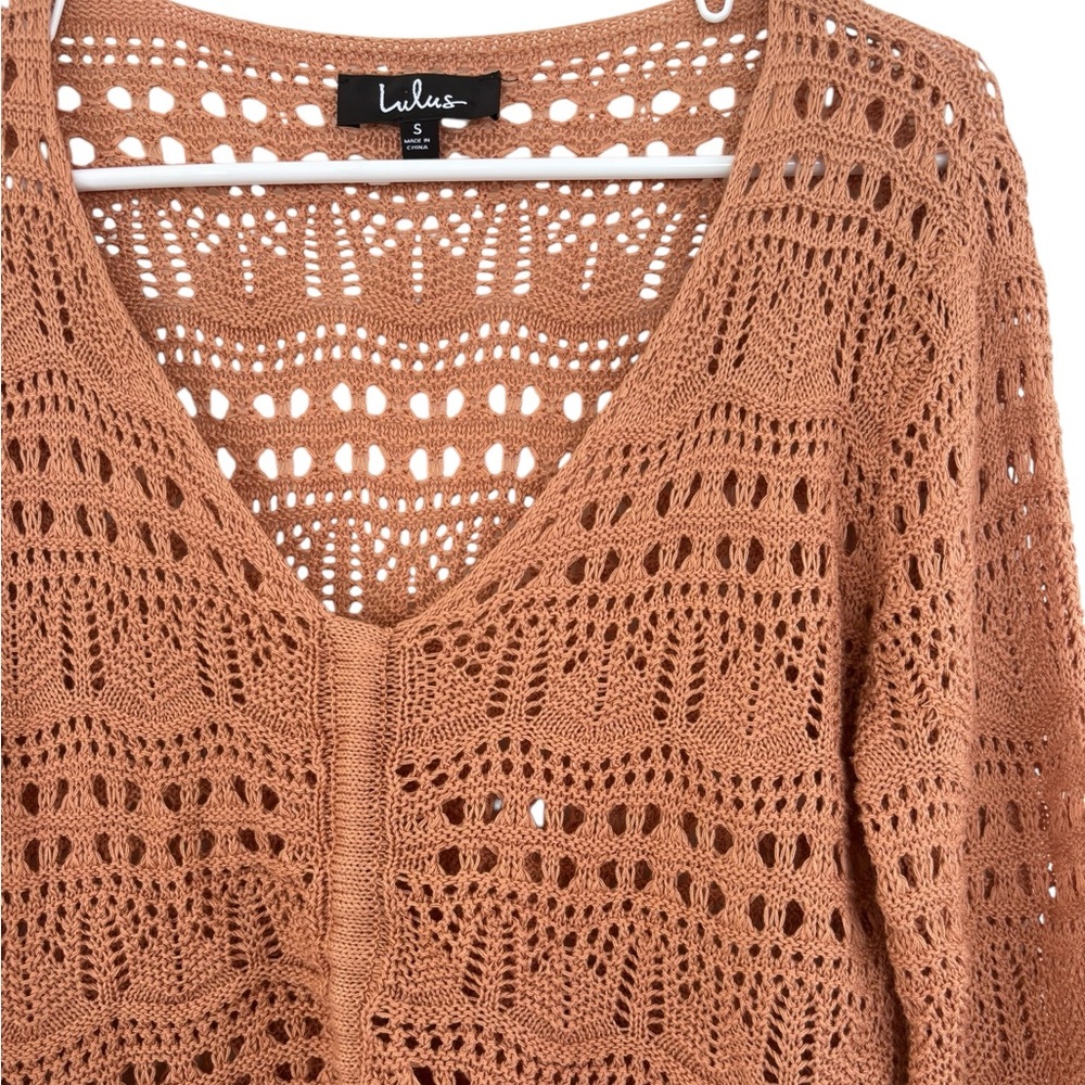 Lulu's Rust Crochet Knit Top - Picture 2 of 6